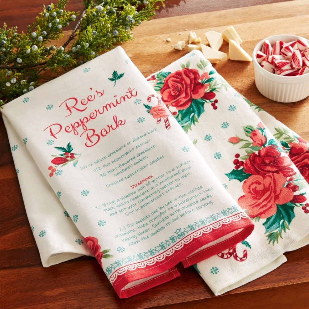 💲2pc Pioneer Woman Kitchen Towel Peppermint Bark